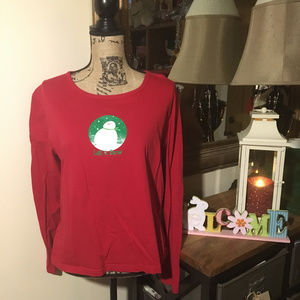 Red Long Sleeve Top with Snowman